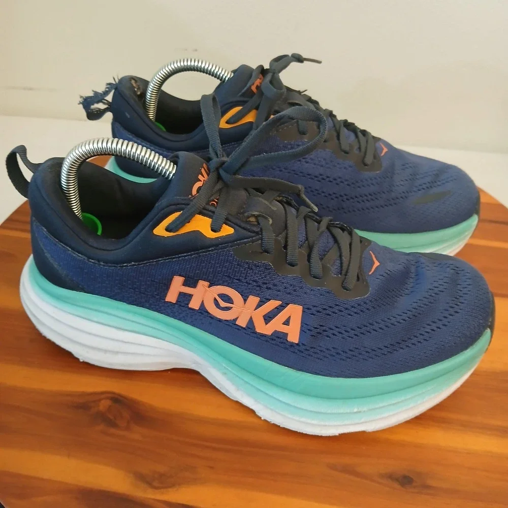 Hoka One One Bondi 8 Women 10 D Wide Blue Running Shoes Sneakers 1127954 OSBB